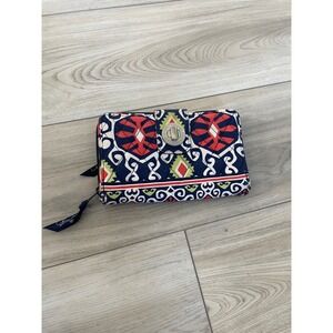 Vera Bradley Turn Lock Wallet‎ Clutch Geometric Quilted Fabric Womens